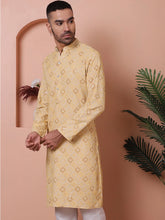 Men's Sequins and Embroidered Kurtas-KO-5072Yellow